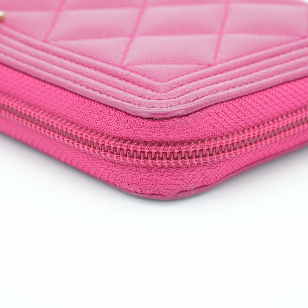 CHANEL ボーイシャネル キャビアスキン 長財布 ピンク G金具 23番台