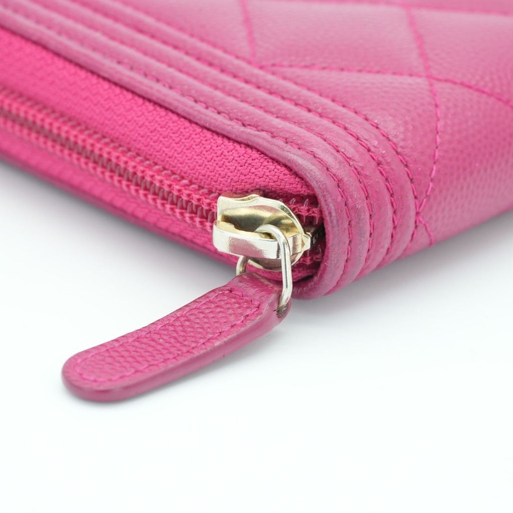 CHANEL ボーイシャネル キャビアスキン 長財布 ピンク G金具 23番台