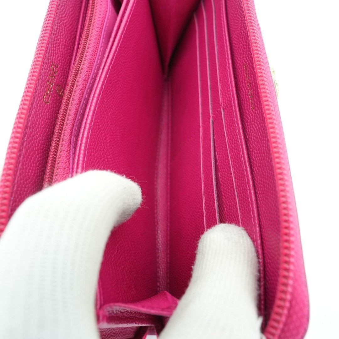 CHANEL ボーイシャネル キャビアスキン 長財布 ピンク G金具 23番台