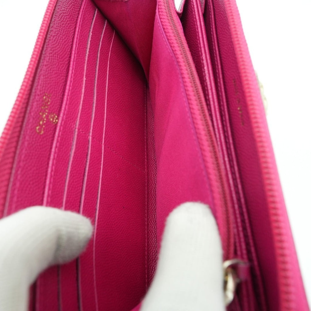 CHANEL ボーイシャネル キャビアスキン 長財布 ピンク G金具 23番台