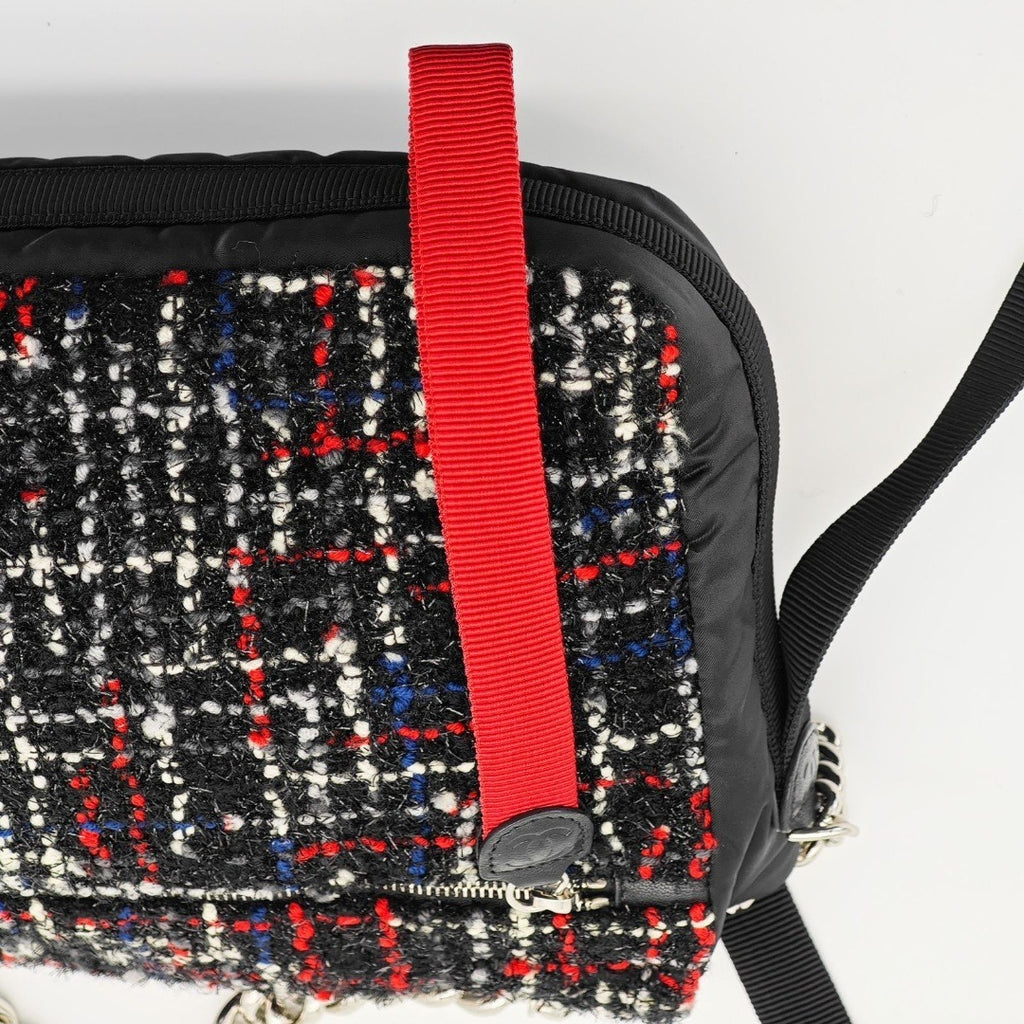 CHANEL ツイード ナイロン チェーンショルダー マトラッセ ハンドバッグ