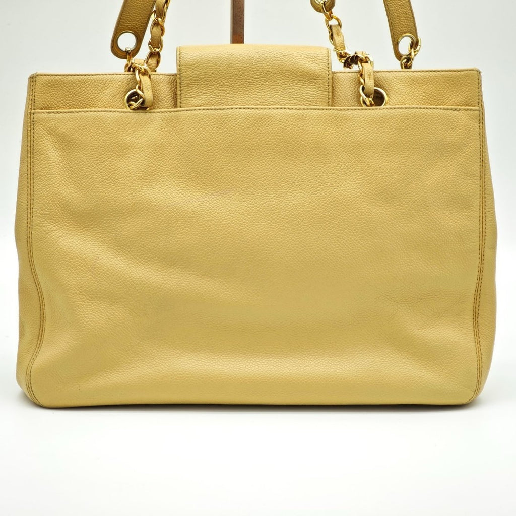 CHANEL シャネル ターンロック チェーントートバッグ ベージュ レディース