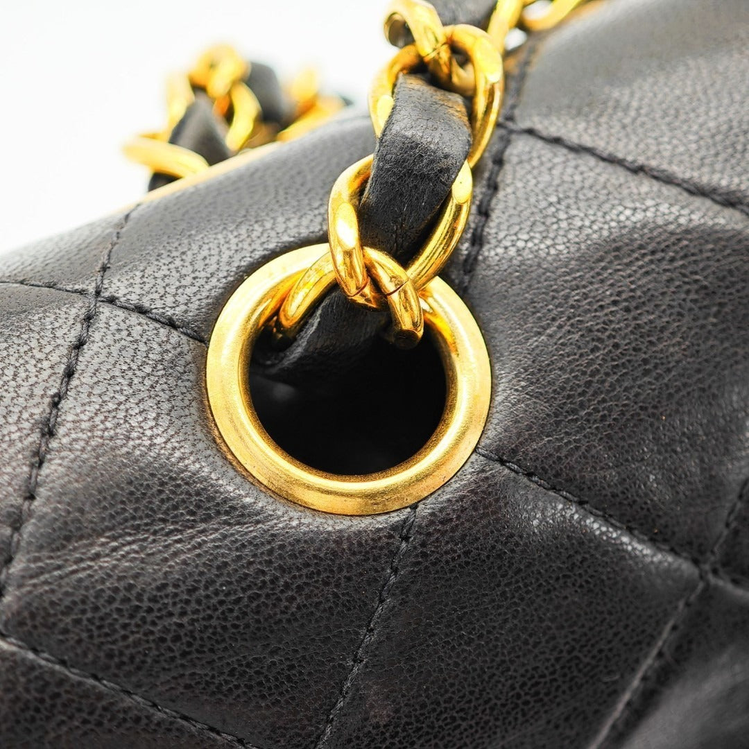 CHANEL マトラッセチェーンショルダー バッグ 2way フラップ ブラック