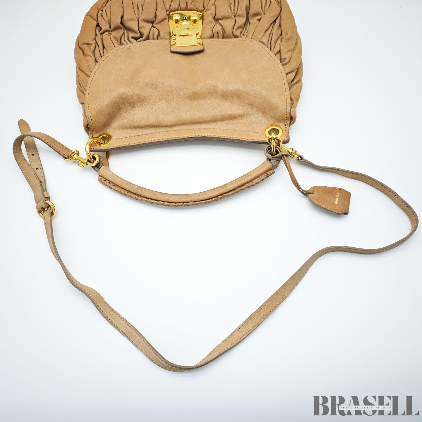 MIUMIU ミュウミュウ マテラッセ レザー ハンドバッグ バッグ 2way ブラウン レディース