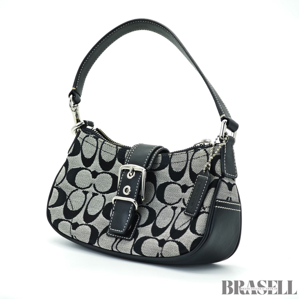 COACH コーチ シグネチャー ショルダーバッグ バッグ ホーボー 三日月 ブラック レディース