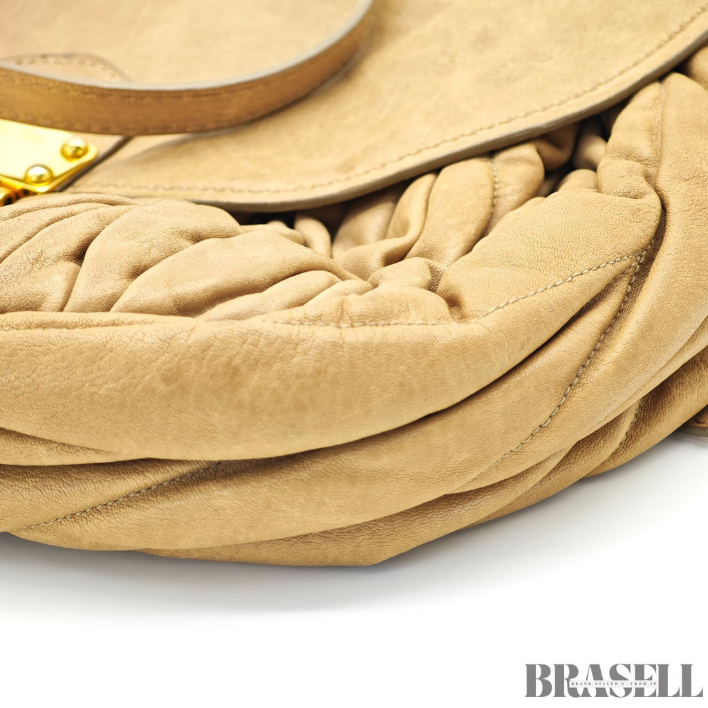 MIUMIU ミュウミュウ マテラッセ レザー ハンドバッグ バッグ 2way ブラウン レディース