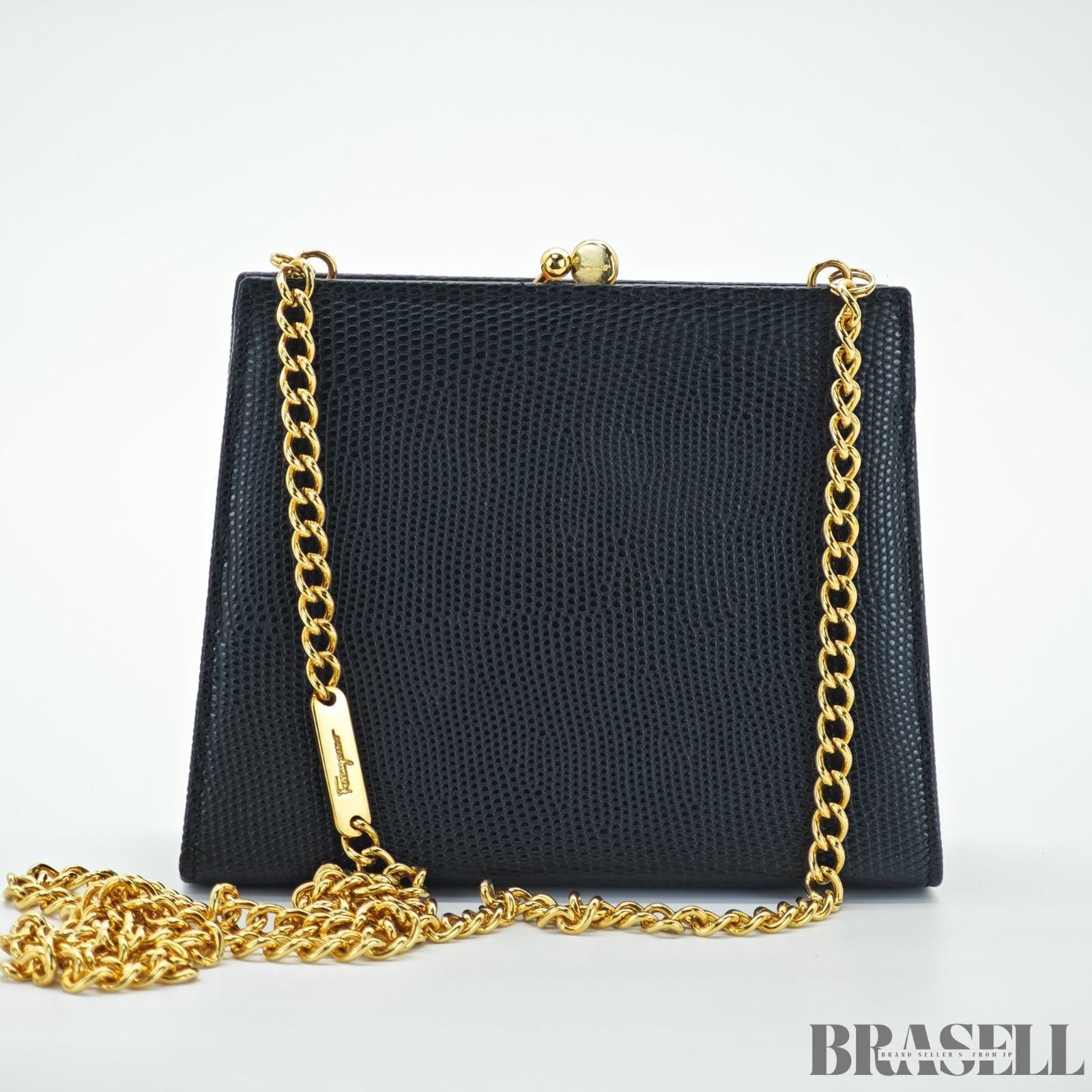 Salvatore Ferragamo サルバトーレ・フェラガモ ヴァラ リボン 22-3054 バッグ ショルダーバッグ 型押し コンパクト ブラック レディース 箱