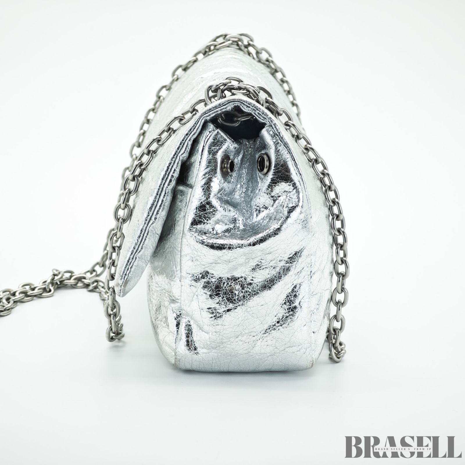 BALENCIAGA バレンシアガ MONACO モナコ ナノバッグ メタライズド ショルダーバッグ コンパクト メタリック シルバー系 レディース