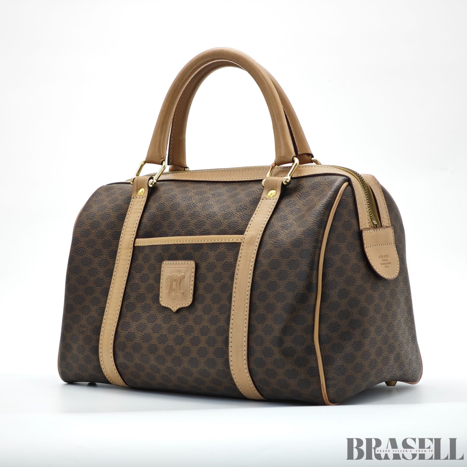 CELINE セリーヌ マカダムハンドバッグ ミニボストンバッグ バッグ ボストンバッグ ブラウン レディース