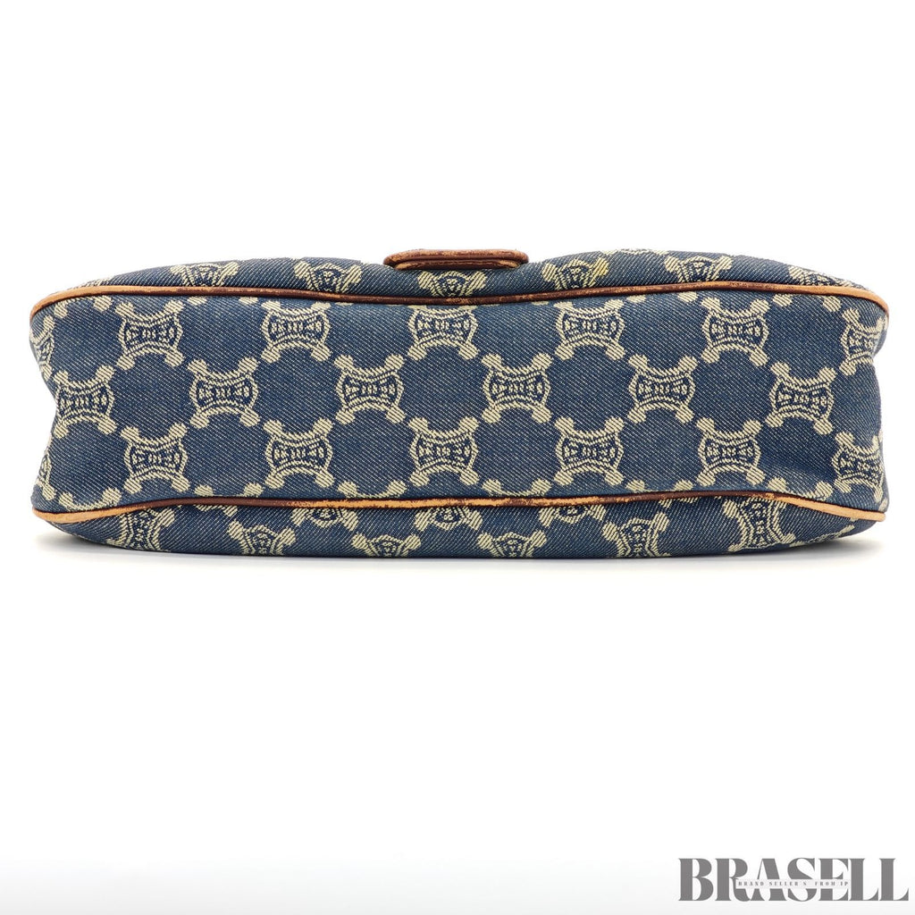 CELINE  セリーヌ パリマカダム ワンショルダーバッグ バッグ ハンドバッグ フラップ デニム ブラウン系 レディース 保存袋