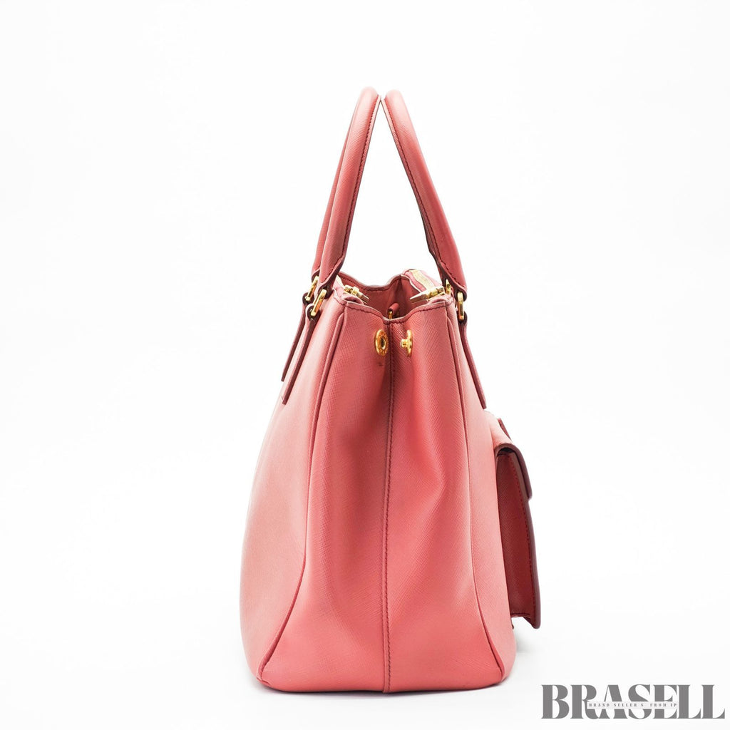 PRADA プラダ サフィアーノ レザー ガレリア  2way ハンドバッグ ピンク トートバッグ 鍵 ショルダーストラップ レディース メンズ