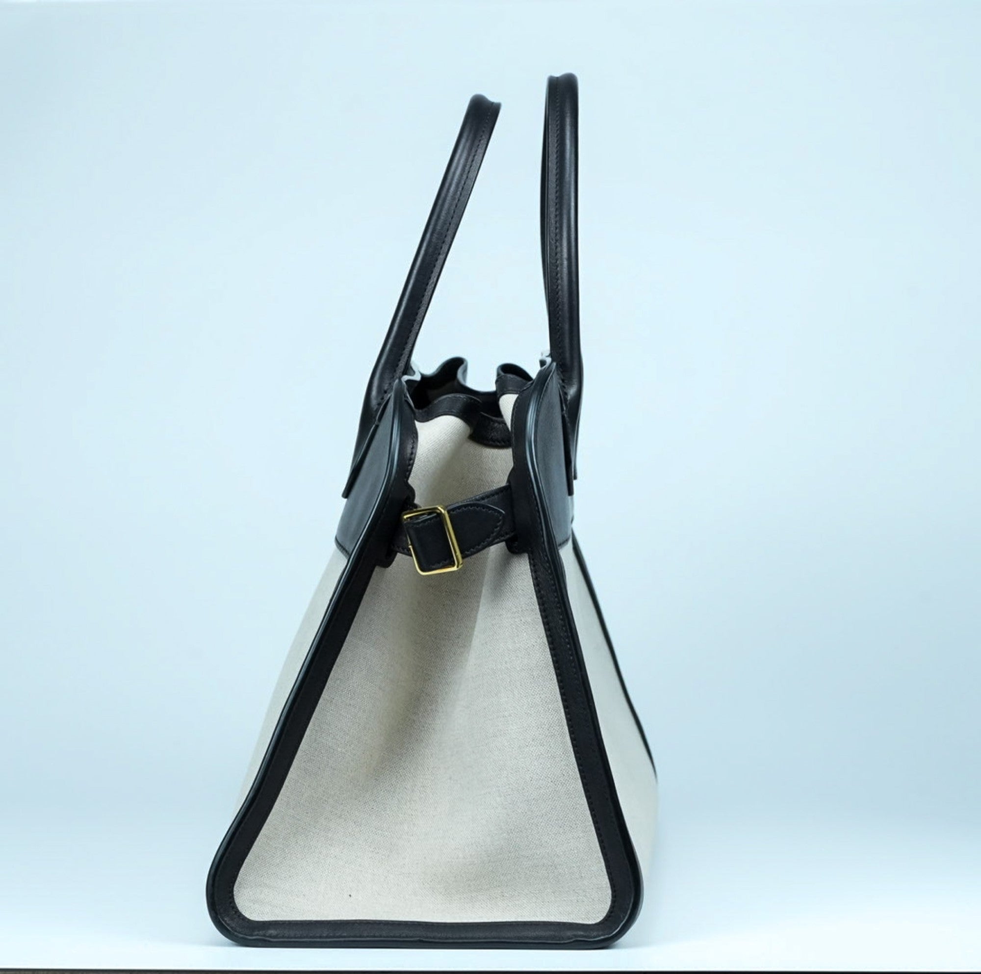 【希少】THE ROW ザ・ロウ Margaux 15 マルゴー キャンバス レザー ハンドバッグ ブラック ベージュ 保存袋付 美品 ABランク レア トートバッグ メンズ レディース