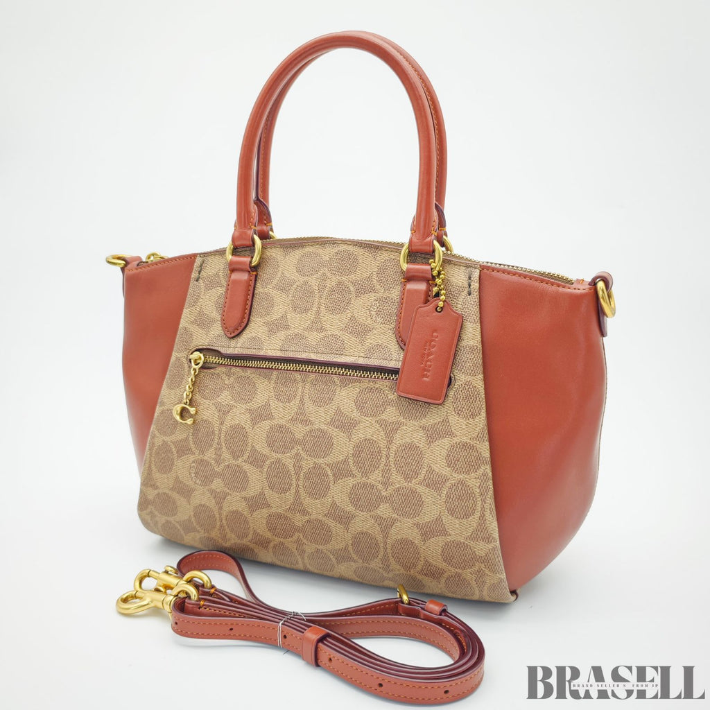 COACH コーチ エリス サッチェル シグネチャー 796364 バッグ トートバッグ ショルダーバッグ 2way ブラウン レンガ色系 ×ベージュ レディース ショルダーストラップ