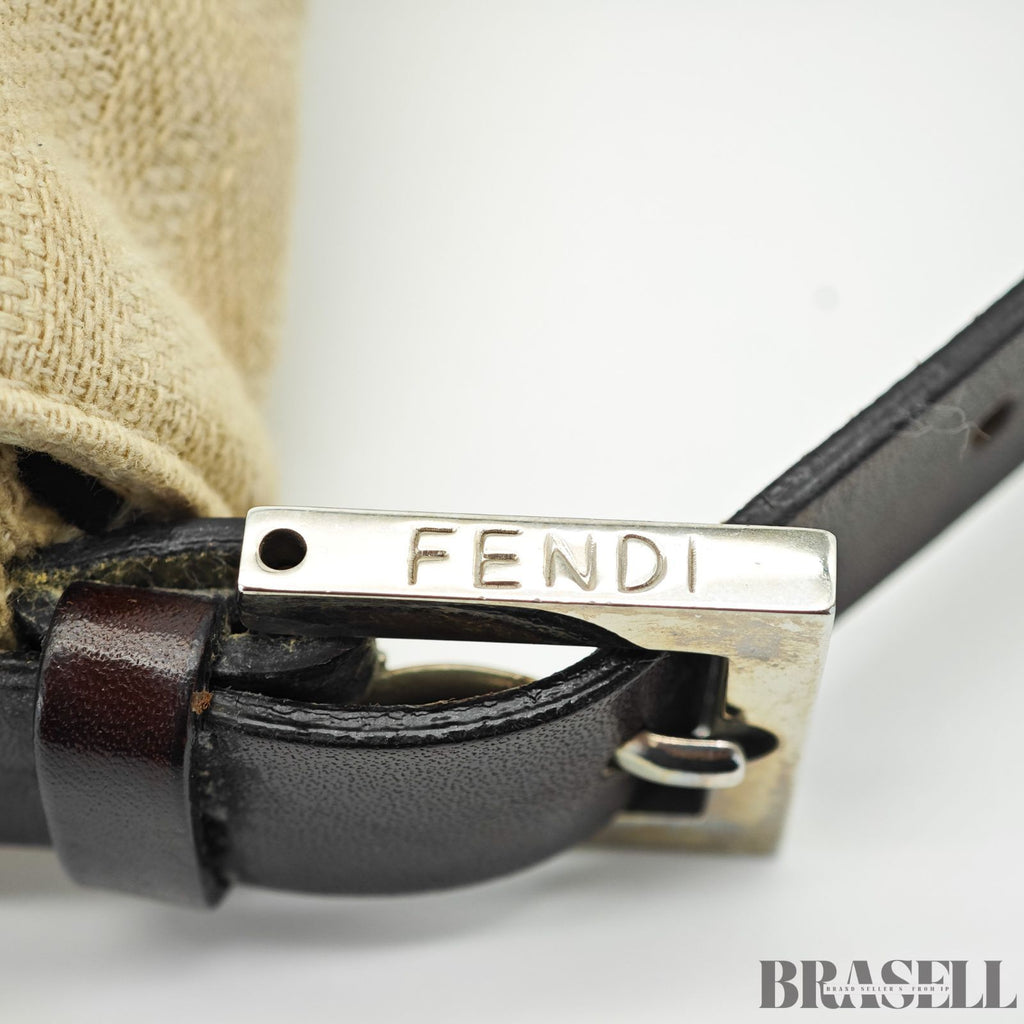 FENDI フェンディ マンマバケット ハンドバッグ  キャンバス レザー ベージュ レディース