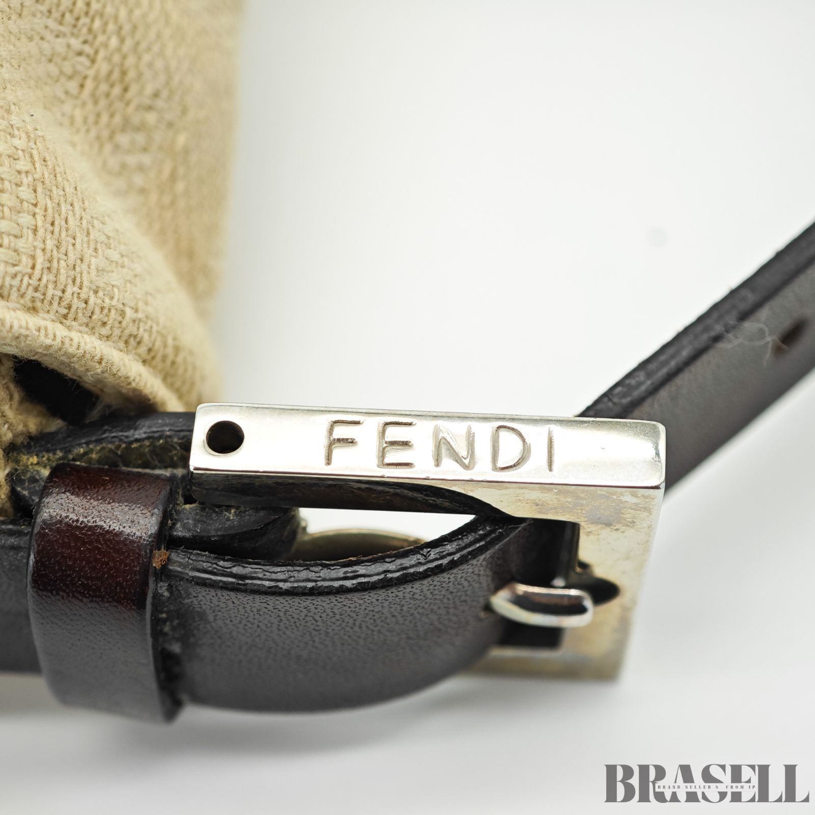 FENDI フェンディ マンマバケット ハンドバッグ  キャンバス レザー ベージュ レディース