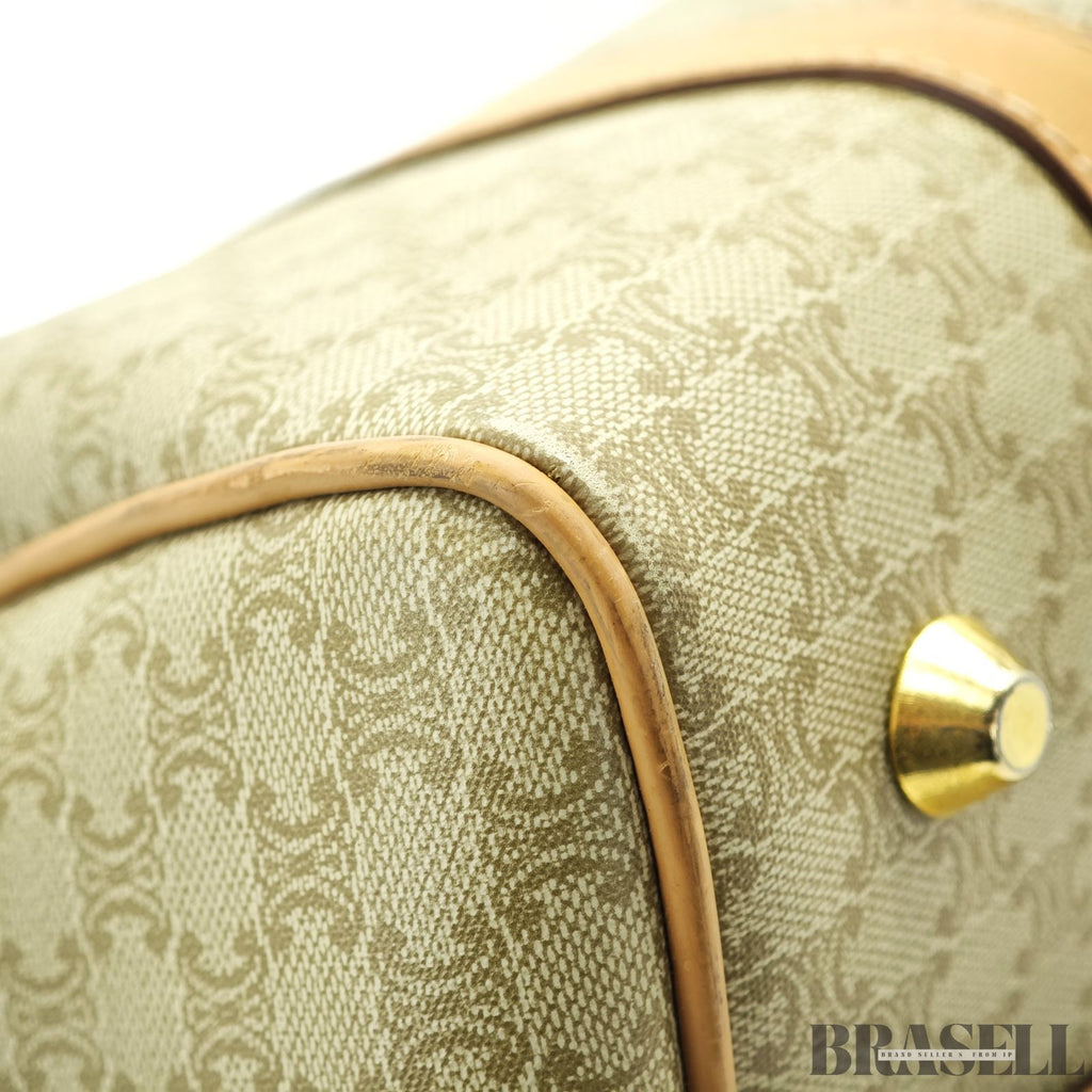 CELINE セリーヌ マカダム ミニボストン ブラウン ベージュ ボストンバッグ レディース