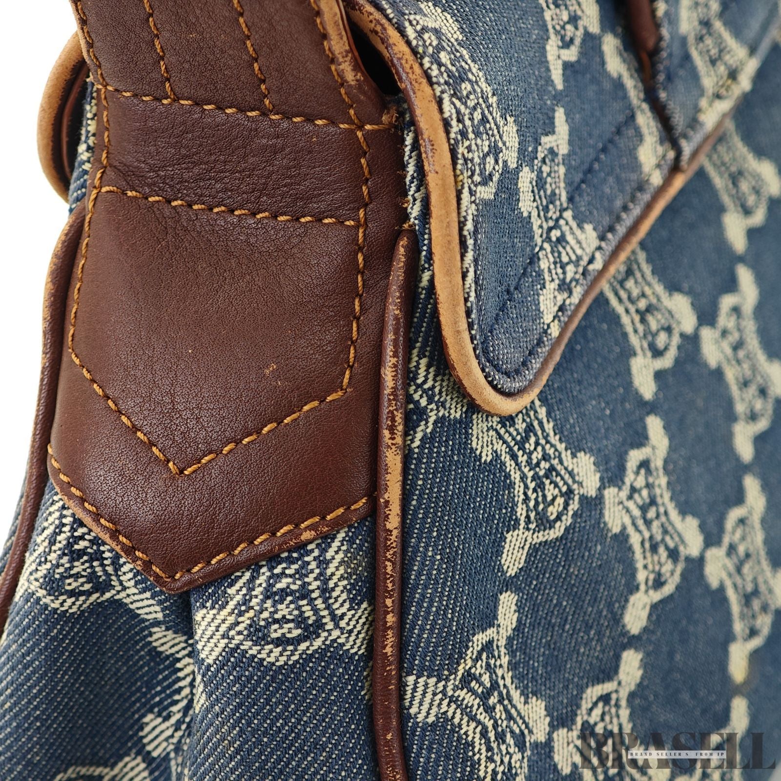 CELINE  セリーヌ パリマカダム ワンショルダーバッグ バッグ ハンドバッグ フラップ デニム ブラウン系 レディース 保存袋