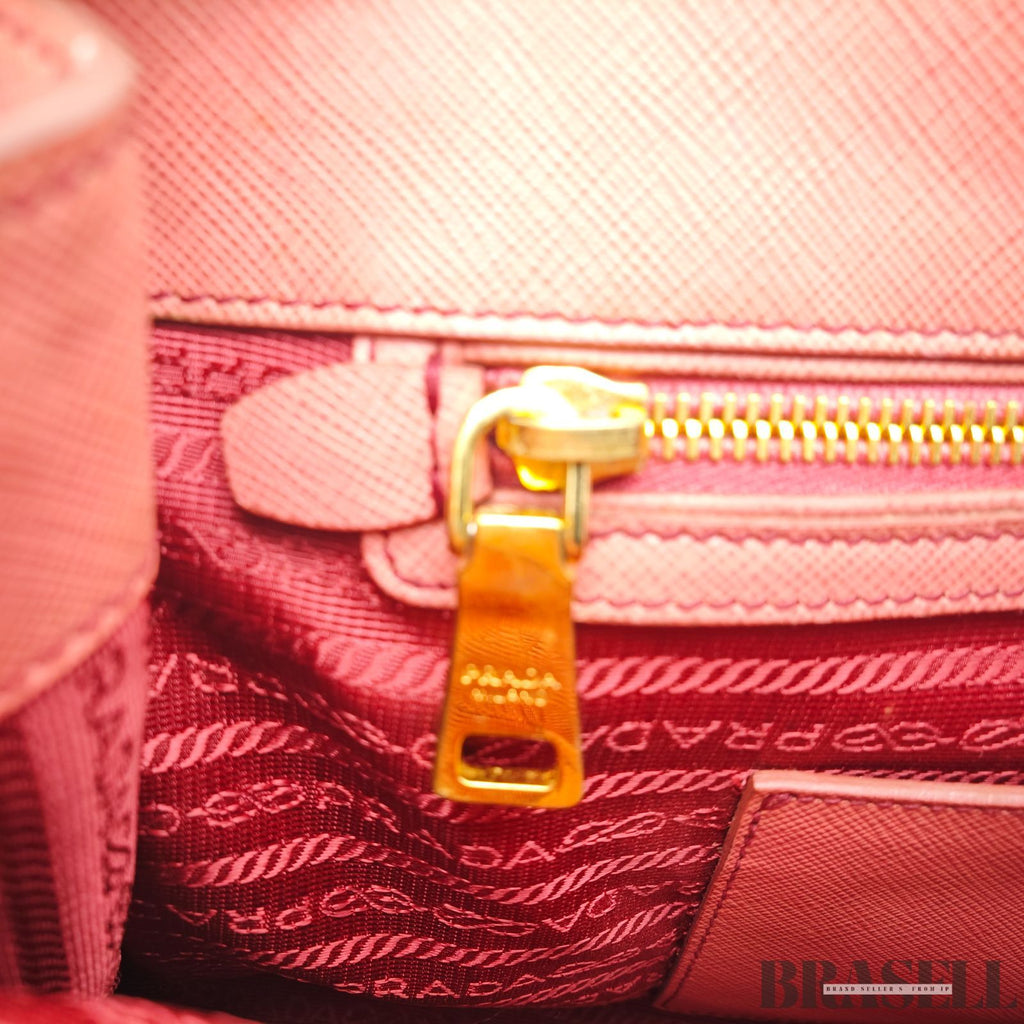 PRADA プラダ サフィアーノ レザー ガレリア  2way ハンドバッグ ピンク トートバッグ 鍵 ショルダーストラップ レディース メンズ