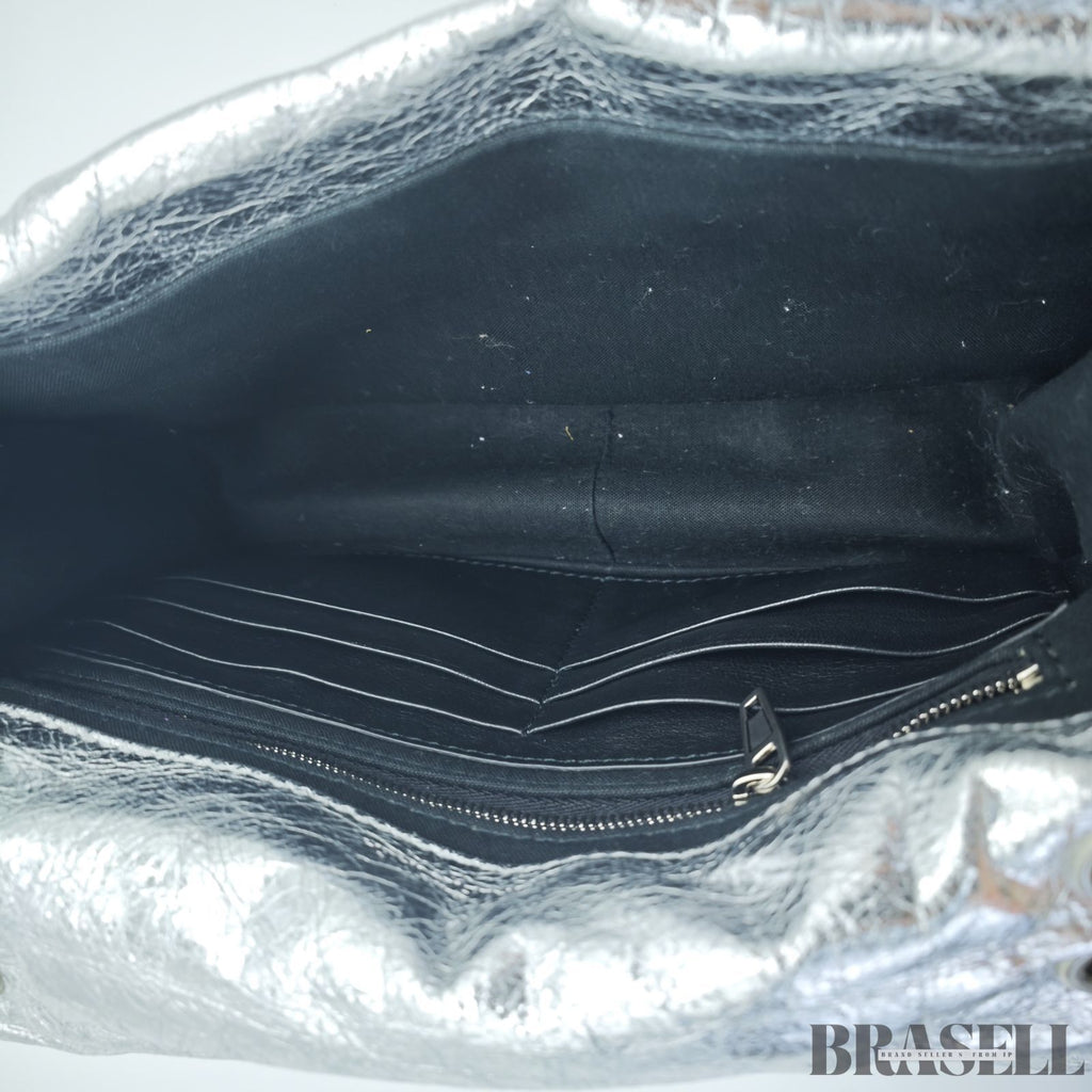 BALENCIAGA バレンシアガ MONACO モナコ ナノバッグ メタライズド ショルダーバッグ コンパクト メタリック シルバー系 レディース