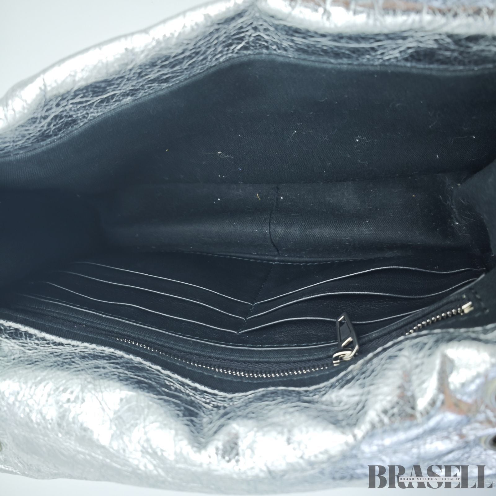 BALENCIAGA バレンシアガ MONACO モナコ ナノバッグ メタライズド ショルダーバッグ コンパクト メタリック シルバー系 レディース