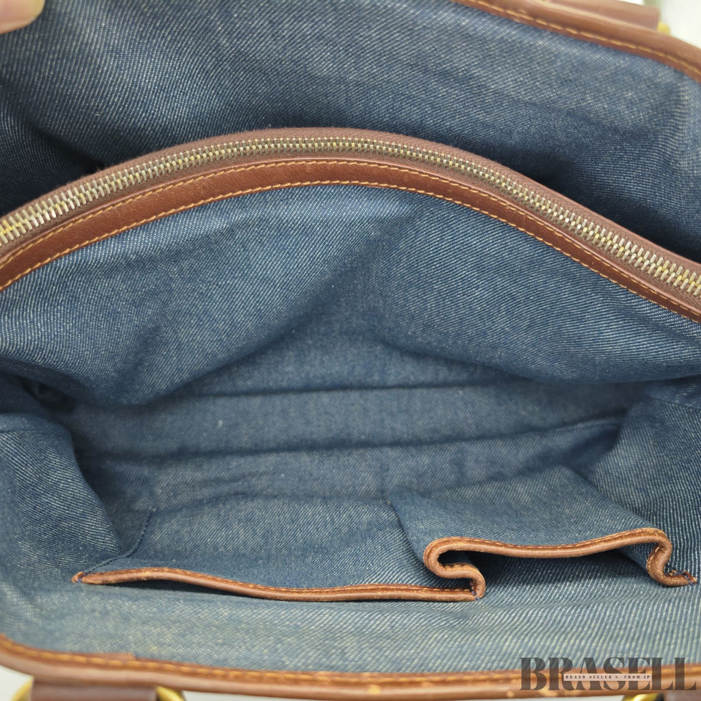 CELINE  セリーヌ マカダム柄 ブギ―バッグ YS00/75 バッグ ハンドバッグ キャンバス ブルーデニム/ブラウン レディース