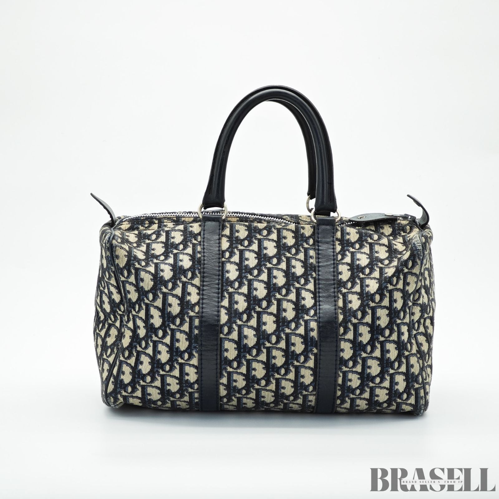 Dior ディオール トロッター ボストンバッグ キャンバス ネイビー レディース