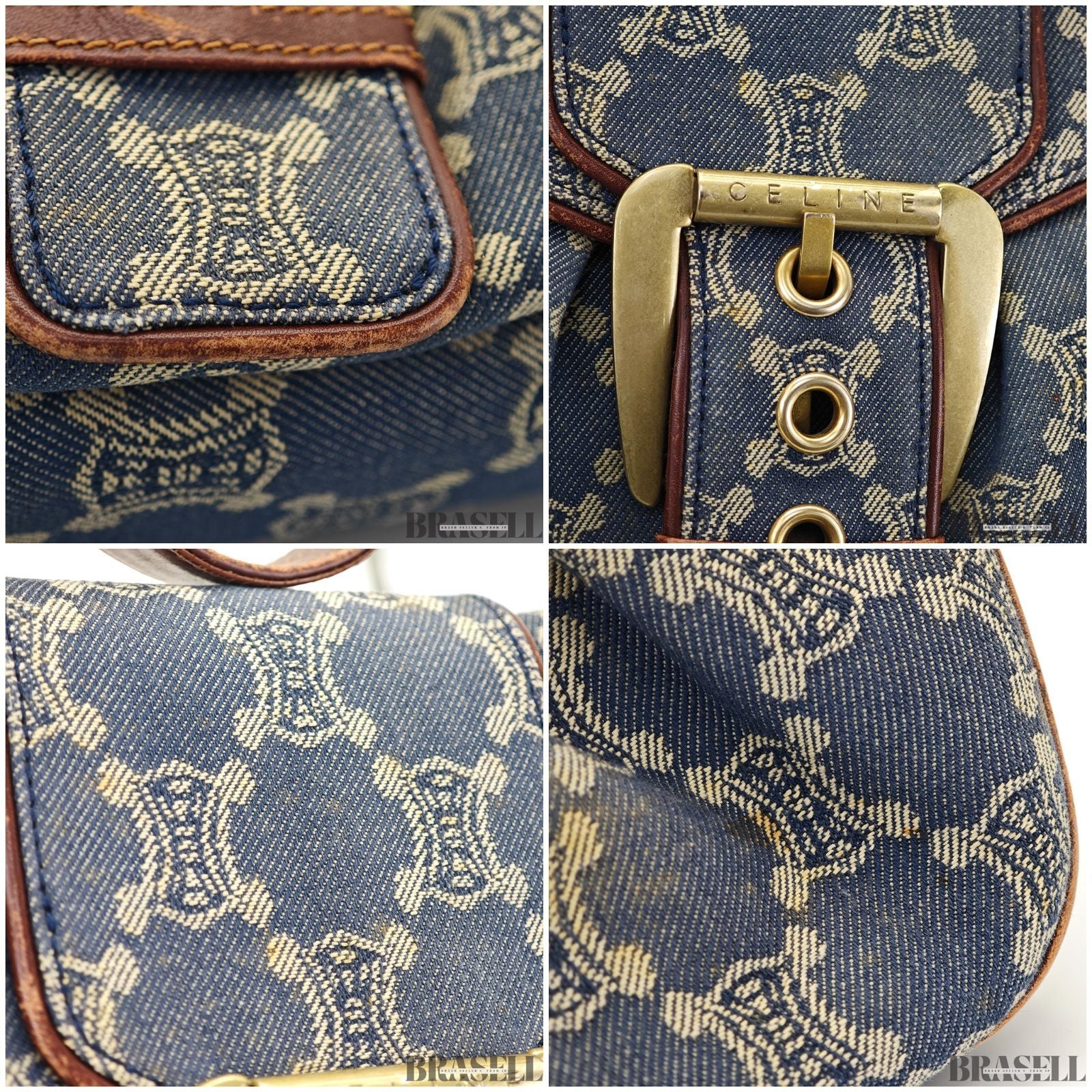 CELINE  セリーヌ パリマカダム ワンショルダーバッグ バッグ ハンドバッグ フラップ デニム ブラウン系 レディース 保存袋