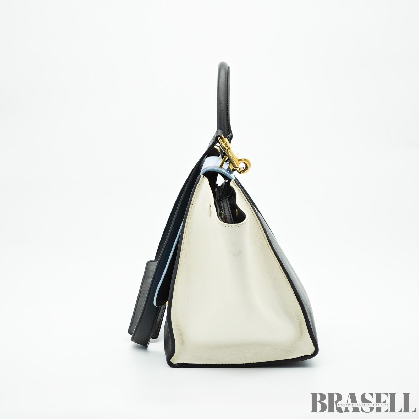 CELINE セリーヌトラペーズ スモール 2WAY ハンドバッグ ショルダーバッグ ブラック ライトブルー アイボリー 水色 レディース