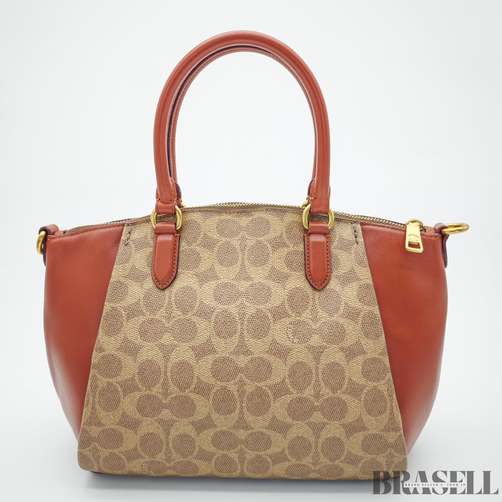 COACH コーチ エリス サッチェル シグネチャー 796364 バッグ トートバッグ ショルダーバッグ 2way ブラウン レンガ色系 ×ベージュ レディース ショルダーストラップ