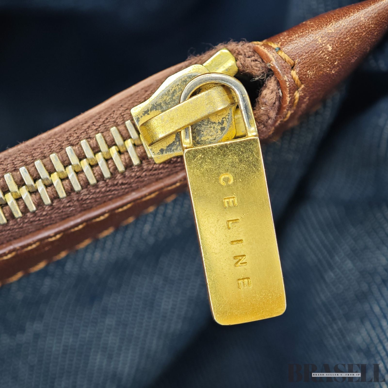 CELINE  セリーヌ マカダム柄 ブギ―バッグ YS00/75 バッグ ハンドバッグ キャンバス ブルーデニム/ブラウン レディース