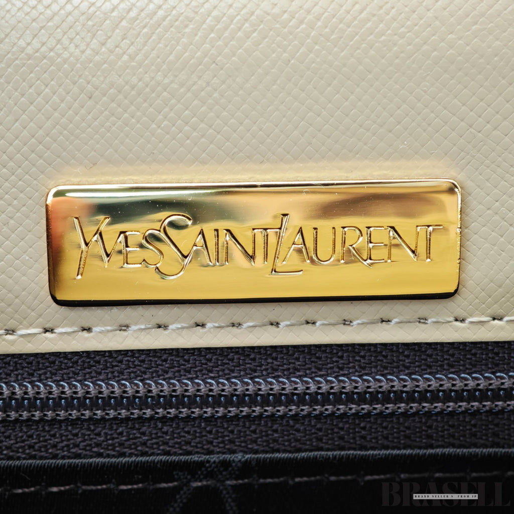 Yves Saint Laurent  イヴ・サンローラン ヴィンテージ ケリー型 トップハンドルバッグ ロゴ金具  バッグ ハンドバッグ フラップ ベージュ レディース メンズ 箱 保存袋