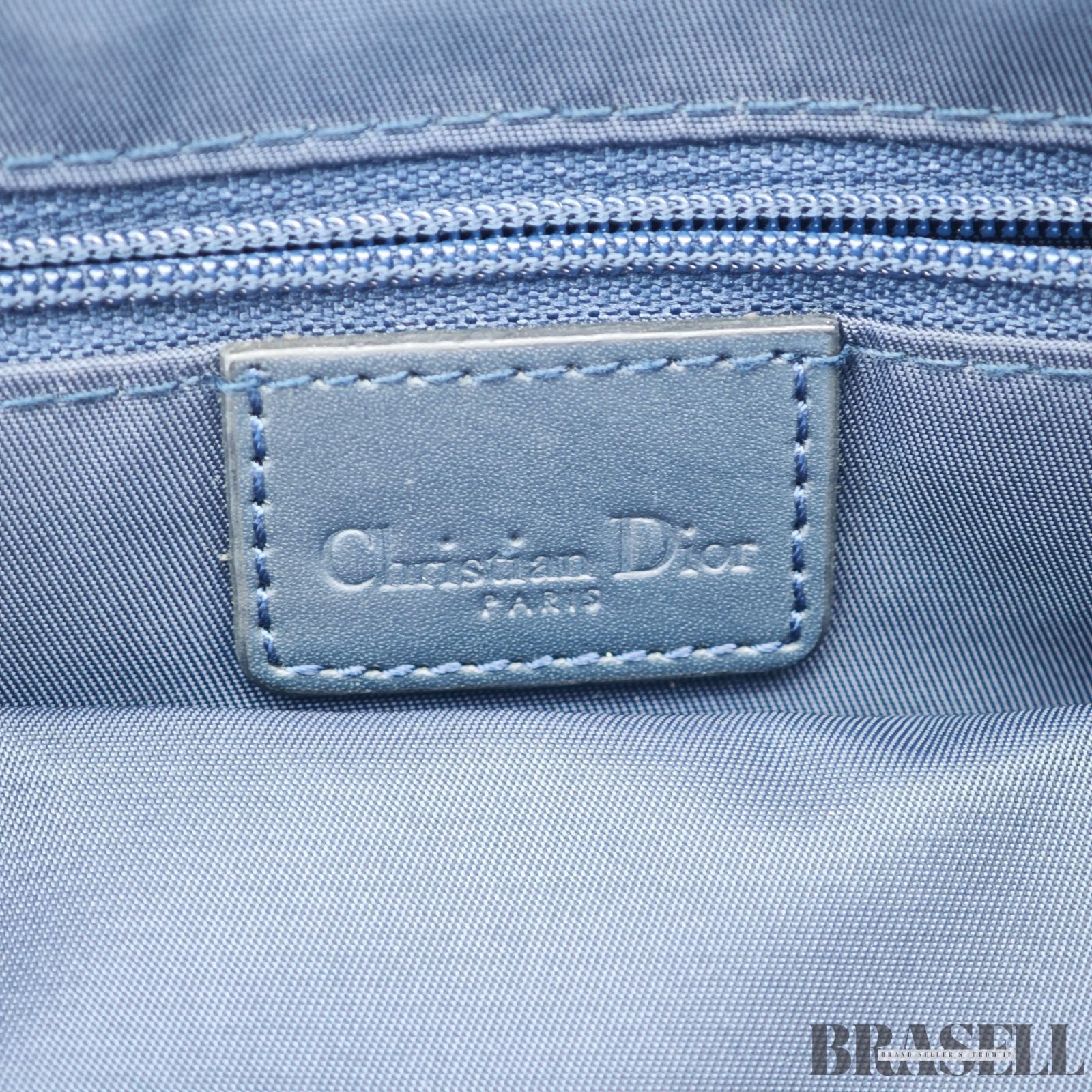 Dior ディオール トロッター トートバッグ ハンドバッグ キャンバス レザー ネイビー レディース