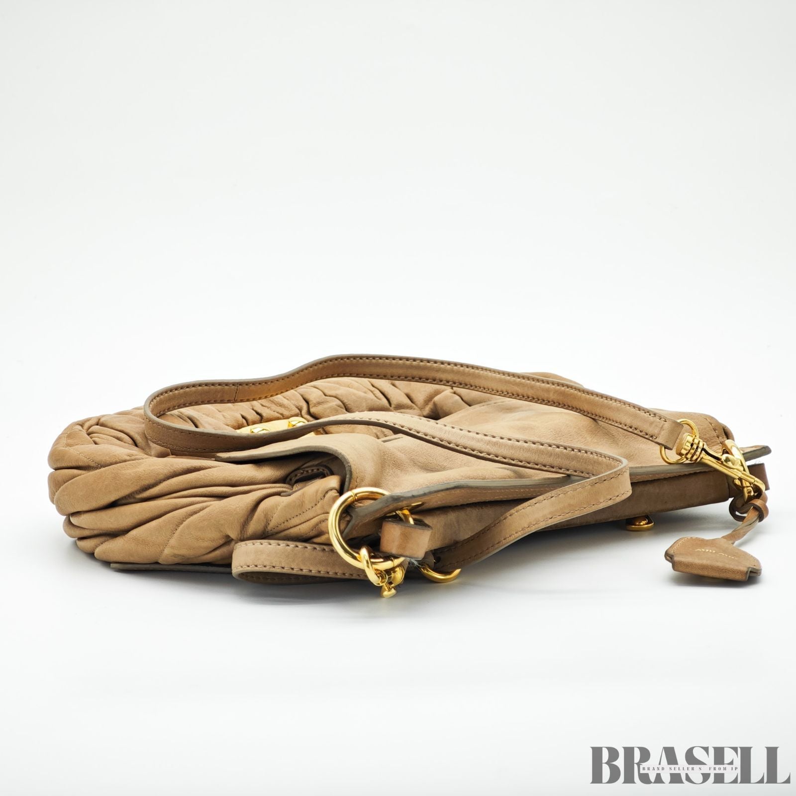 MIUMIU ミュウミュウ マテラッセ レザー ハンドバッグ バッグ 2way ブラウン レディース