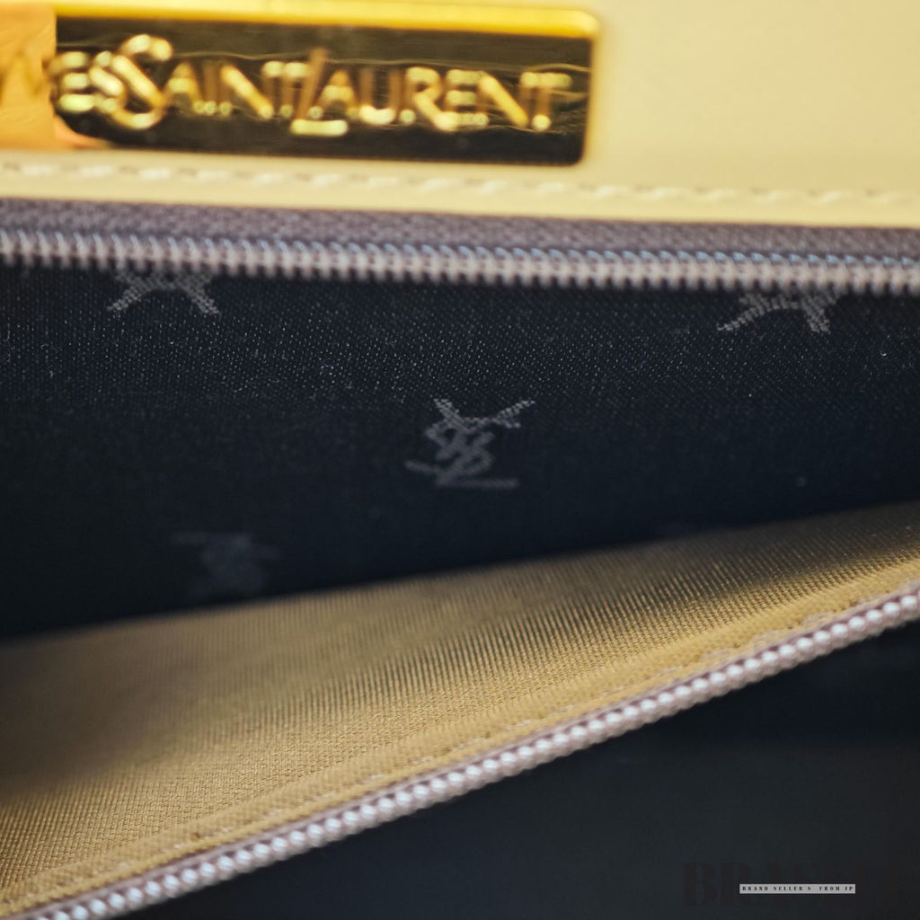 Yves Saint Laurent  イヴ・サンローラン ヴィンテージ ケリー型 トップハンドルバッグ ロゴ金具  バッグ ハンドバッグ フラップ ベージュ レディース メンズ 箱 保存袋