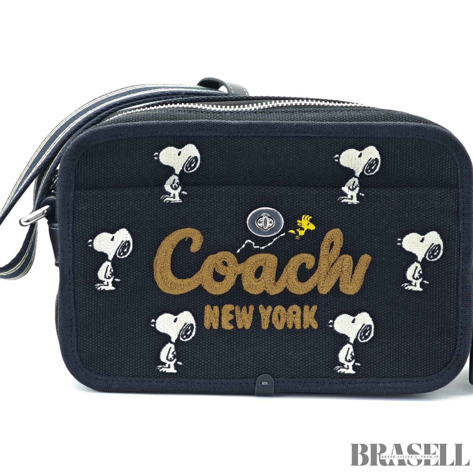 COACH コーチ カーゴ カメラ バッグ・スヌーピー プリント ショルダーバッグ 小さめ コンパクト キャラクター ブラック レディース メンズ 保存袋