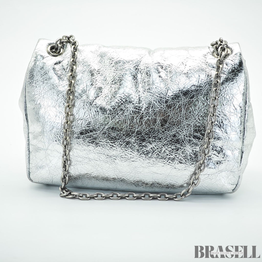 BALENCIAGA バレンシアガ MONACO モナコ ナノバッグ メタライズド ショルダーバッグ コンパクト メタリック シルバー系 レディース