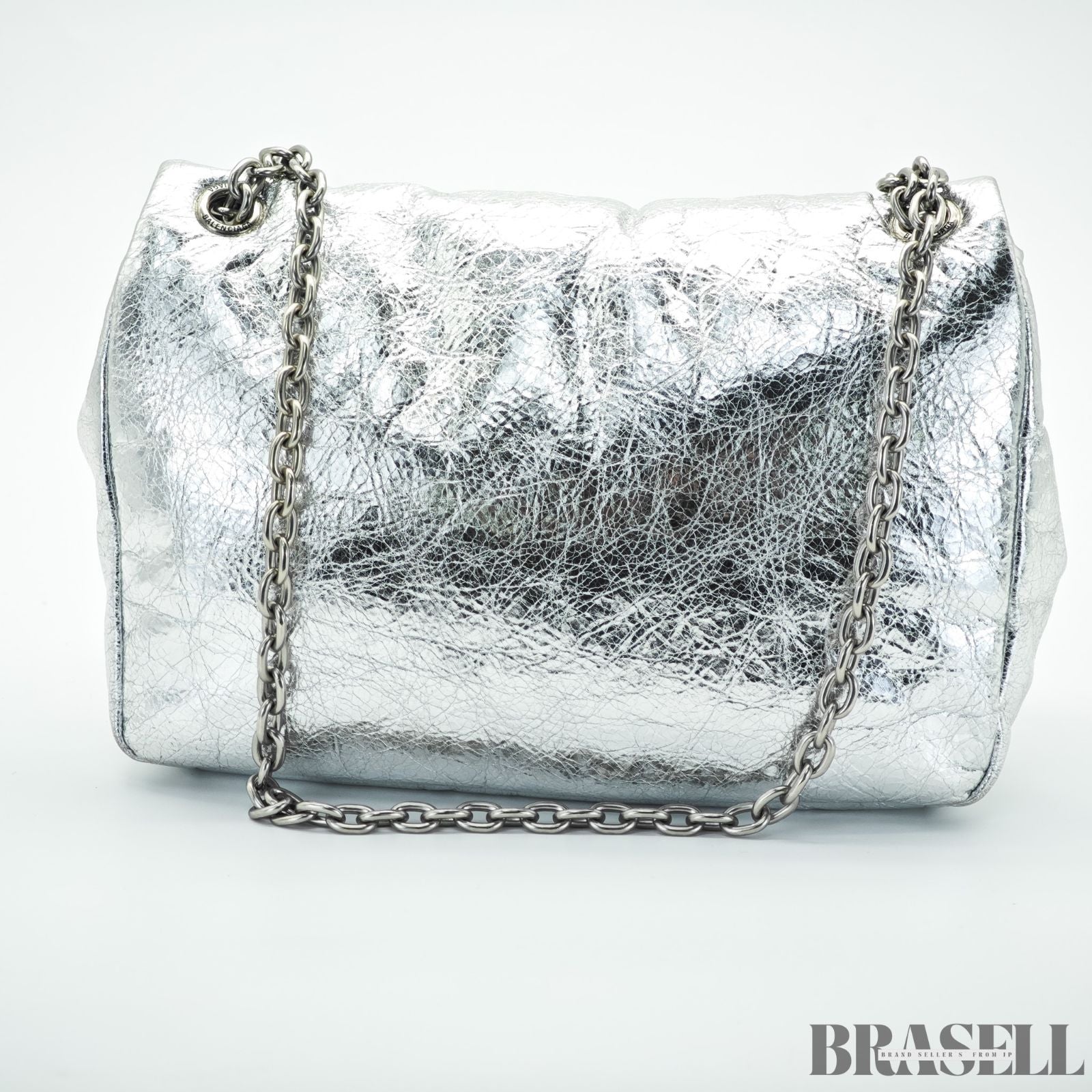 BALENCIAGA バレンシアガ MONACO モナコ ナノバッグ メタライズド ショルダーバッグ コンパクト メタリック シルバー系 レディース