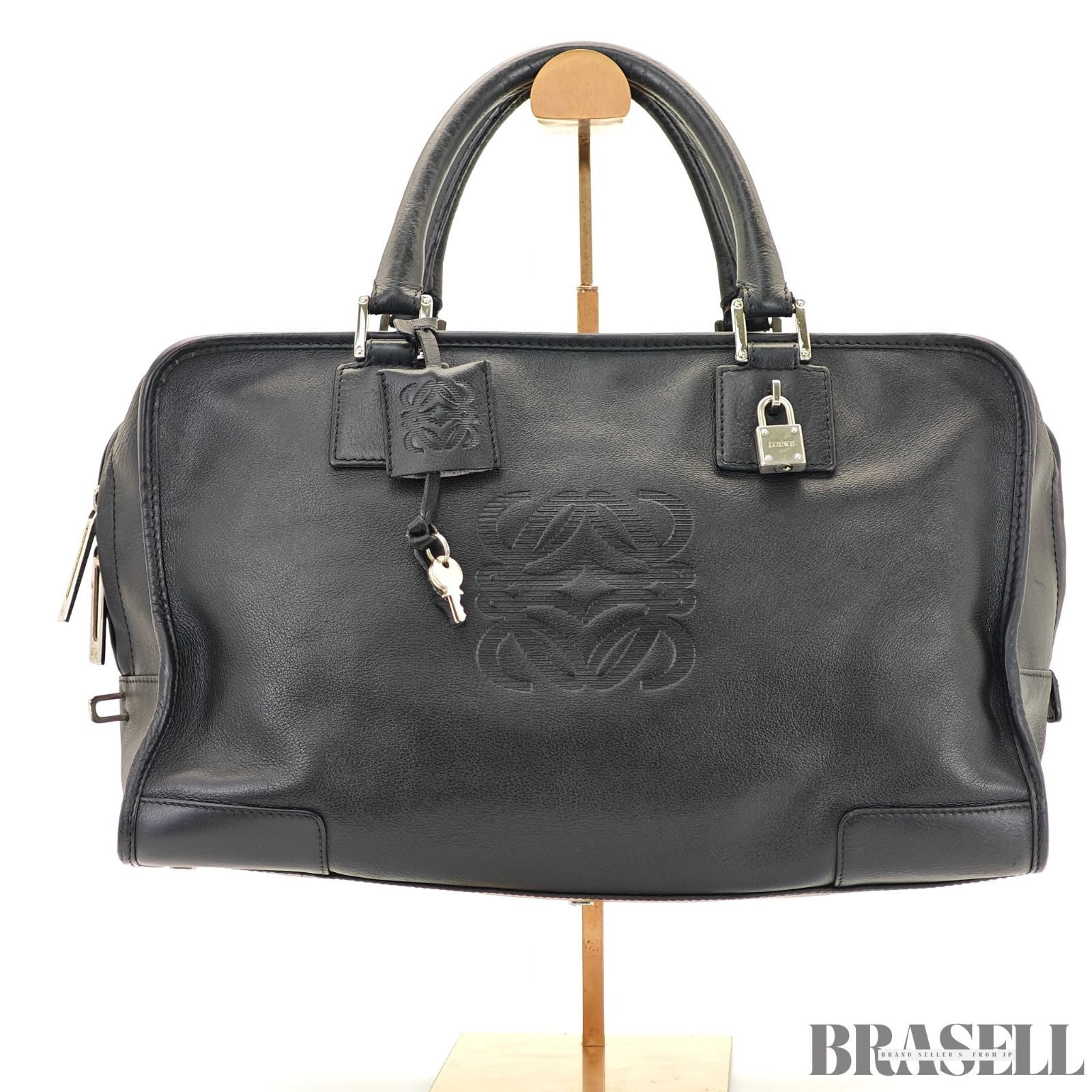 LOEWE ロエベ アマソナ36 バッグ ハンドバッグ 横長 ブラック シルバー金具 レディース メンズ