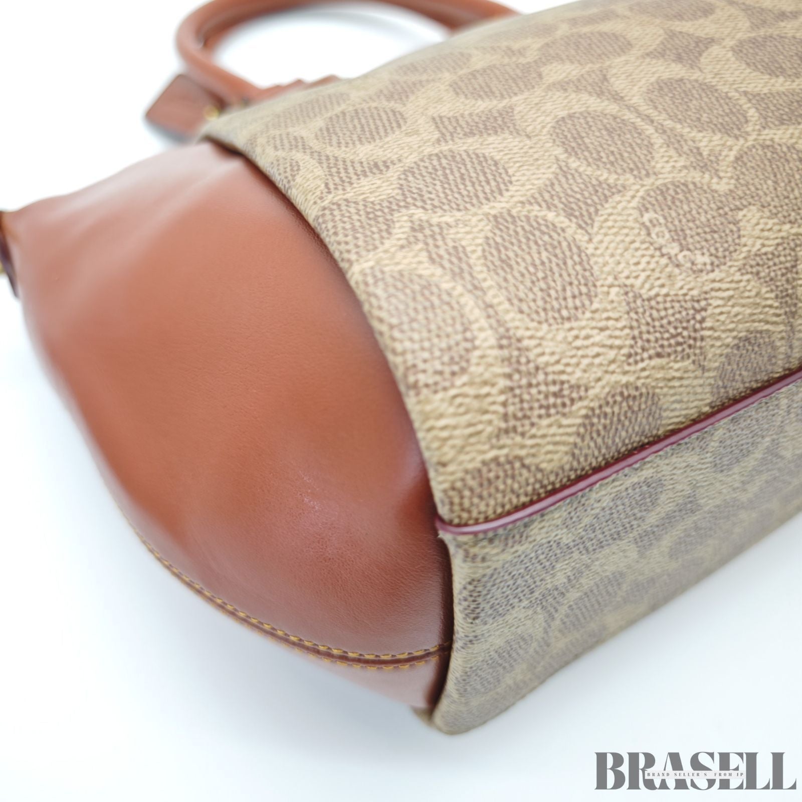 COACH コーチ エリス サッチェル シグネチャー 796364 バッグ トートバッグ ショルダーバッグ 2way ブラウン レンガ色系 ×ベージュ レディース ショルダーストラップ