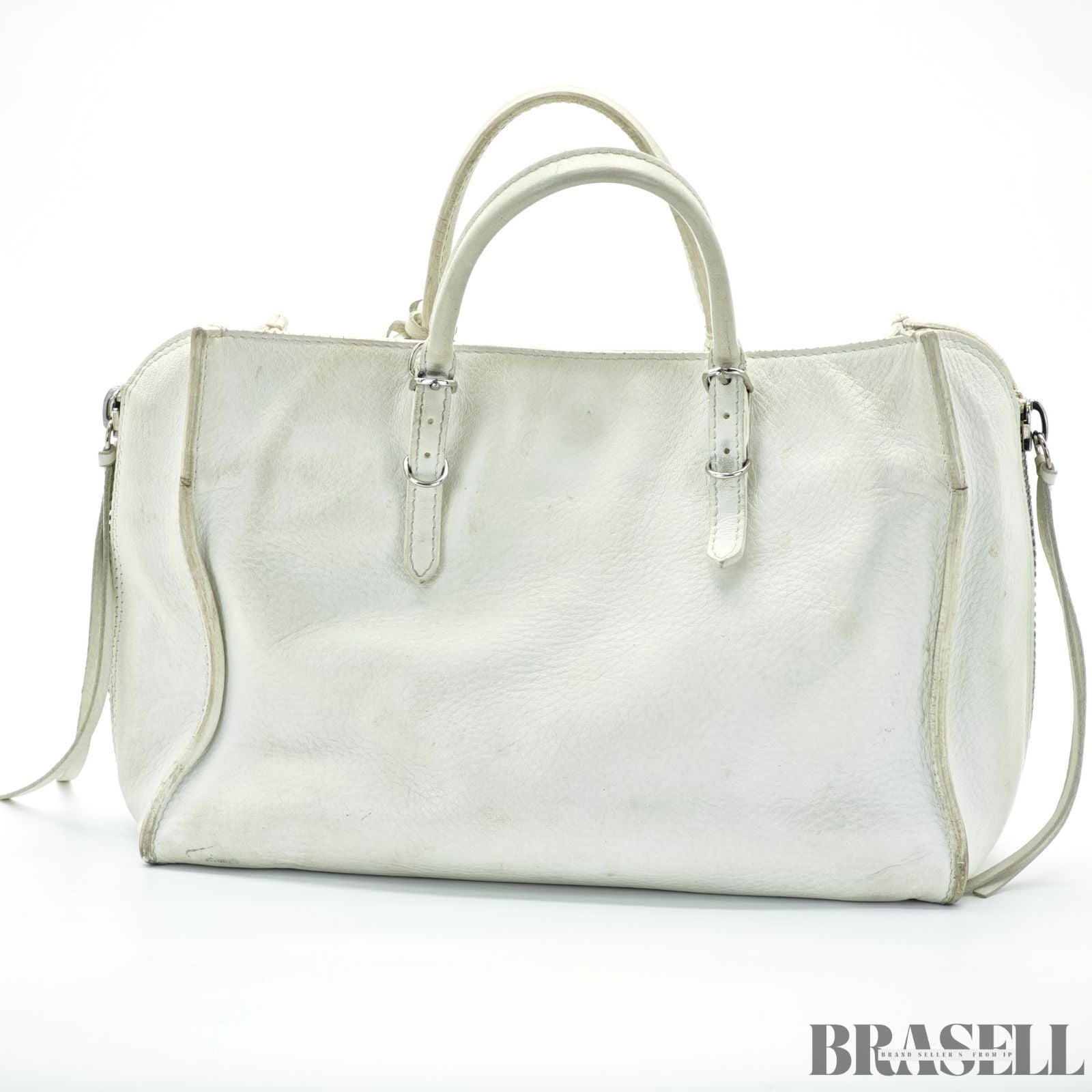 BALENCIAGA バレンシアガ THE PAPER 370926 バッグ 2way ハンドバッグ ショルダーバッグ アイボリー レディース ショルダーストラップ