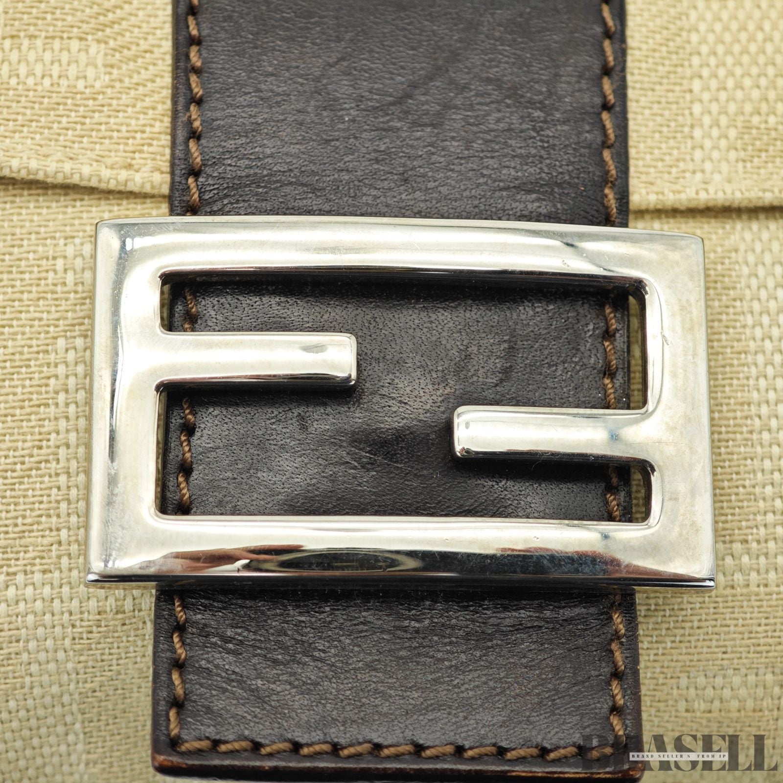 FENDI フェンディ マンマバケット ハンドバッグ  キャンバス レザー ベージュ レディース