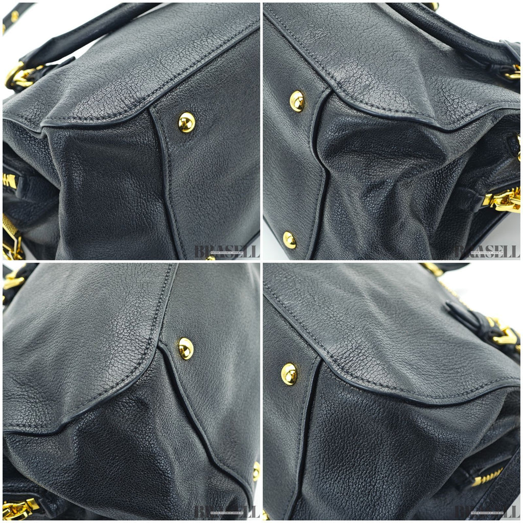 miu miu ミュウミュウ マドラス 2way RL0058 バッグ ハンドバッグ ショルダーバッグ ブラック 黒 レディース 保存袋 ギャランティーカード ショルダーストラップ