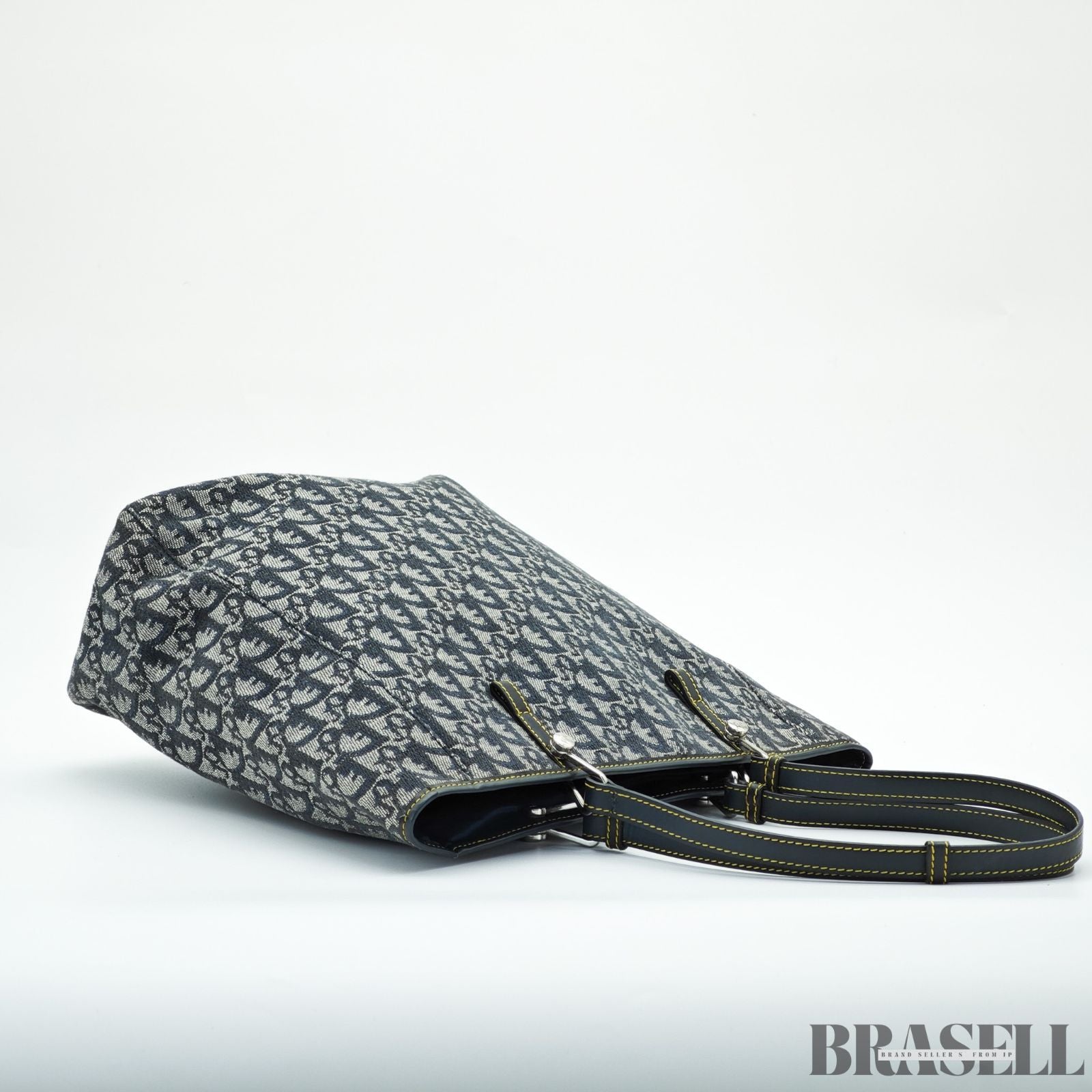 Dior ディオール トロッター トートバッグ ハンドバッグ キャンバス レザー ネイビー レディース