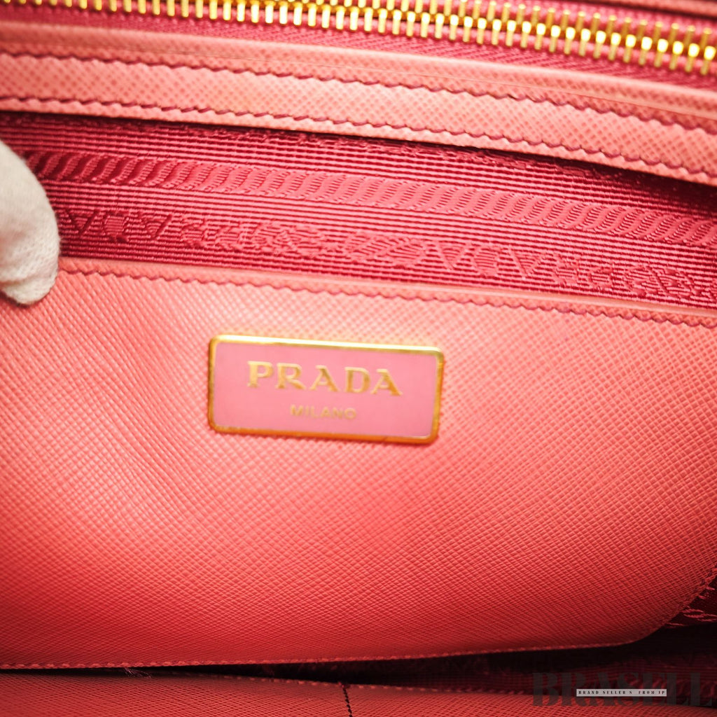 PRADA プラダ サフィアーノ レザー ガレリア  2way ハンドバッグ ピンク トートバッグ 鍵 ショルダーストラップ レディース メンズ