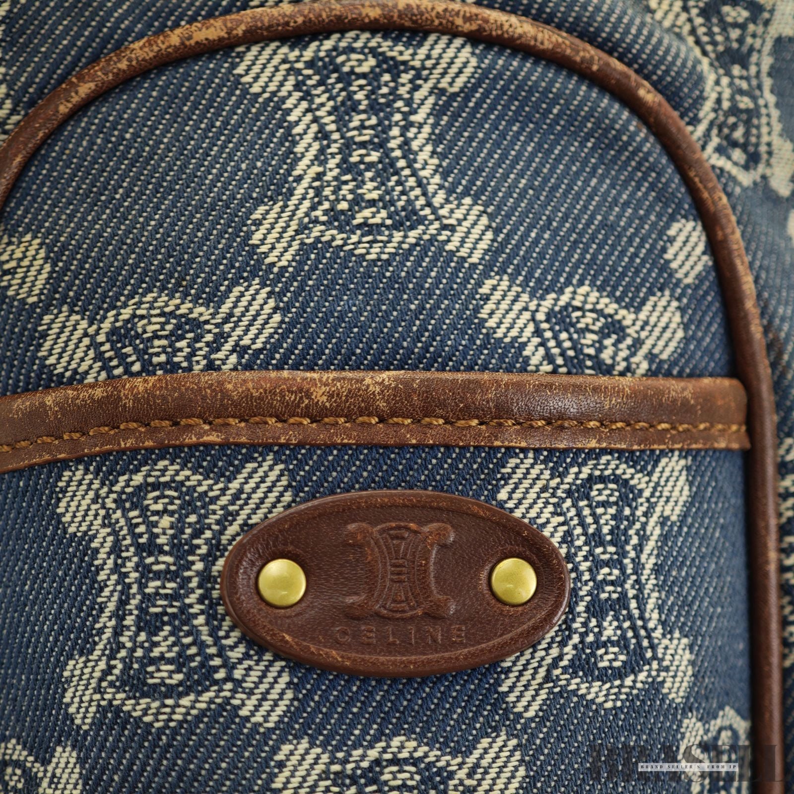 CELINE  セリーヌ マカダム柄 ブギ―バッグ YS00/75 バッグ ハンドバッグ キャンバス ブルーデニム/ブラウン レディース