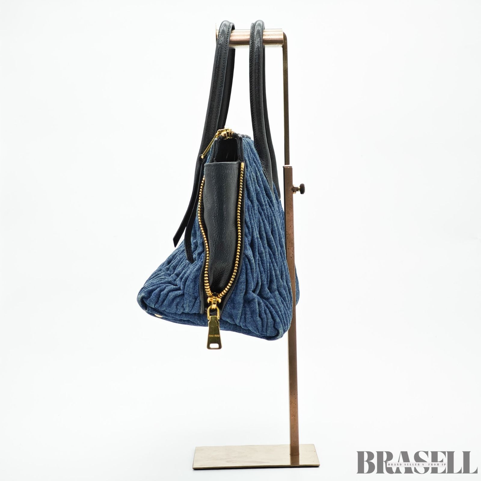 MIUMIU ミュウミュウ マテラッセ ブデニムキャンバスハンドバッグ バッグ ハンドバッグ 横長 ブルー レディース メンズ