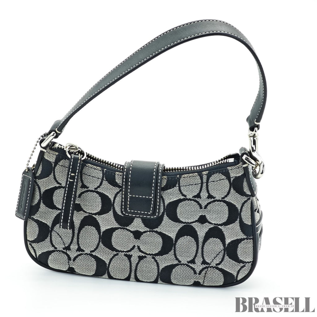 COACH コーチ シグネチャー ショルダーバッグ バッグ ホーボー 三日月 ブラック レディース