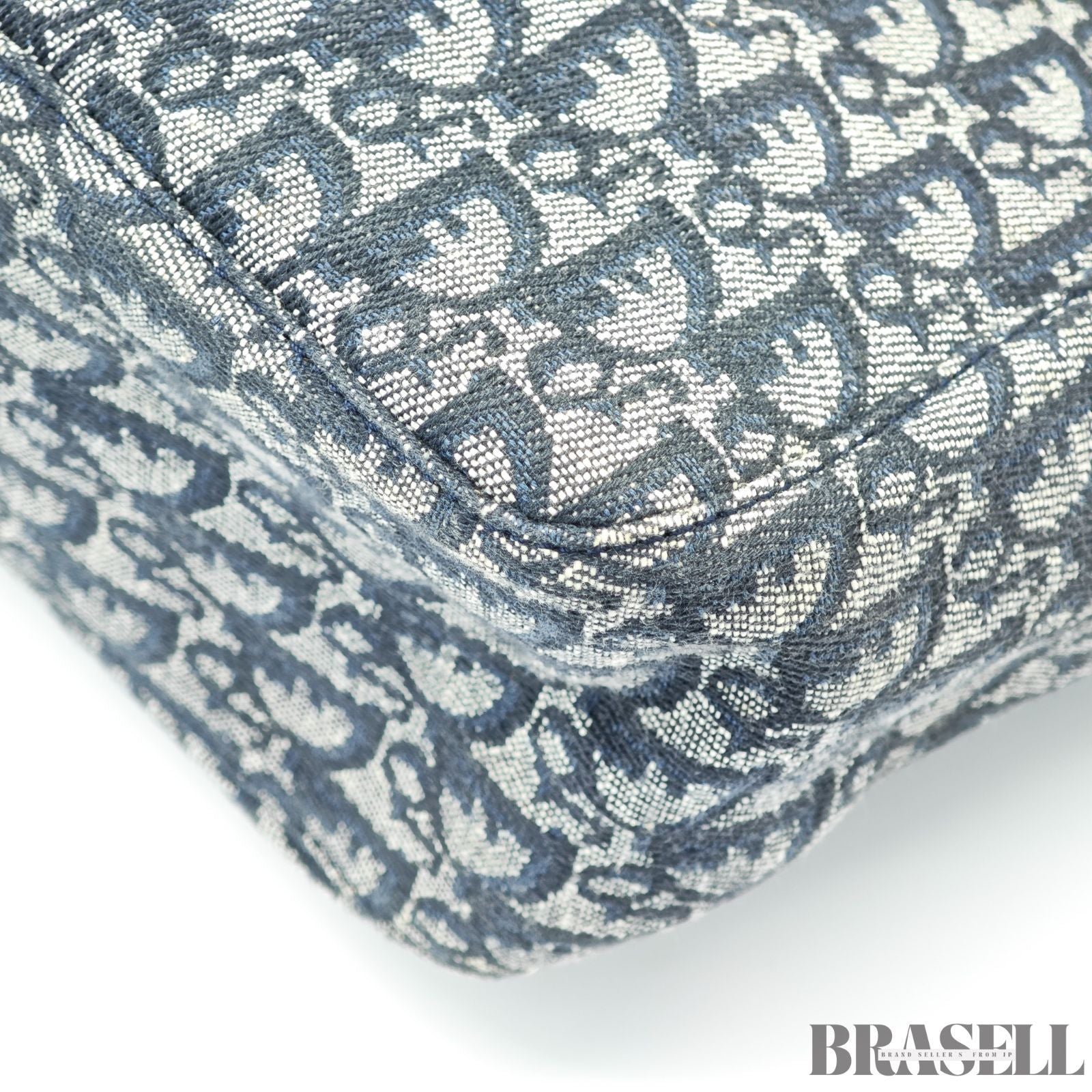 Dior ディオール トロッター トートバッグ ハンドバッグ キャンバス レザー ネイビー レディース