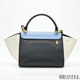 CELINE セリーヌトラペーズ スモール 2WAY ハンドバッグ ショルダーバッグ ブラック ライトブルー アイボリー 水色 レディース