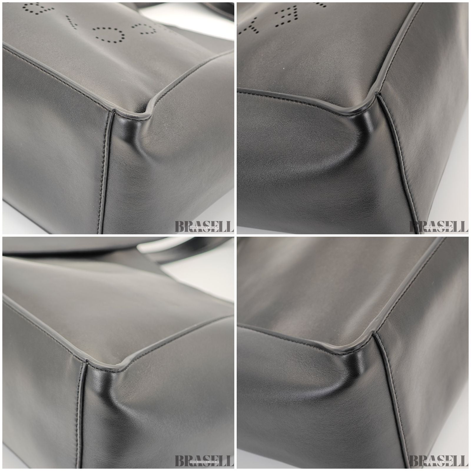 Stella McCartney ステラマッカートニー レザートートバッグ 513860W9923 バッグ ハンドバッグ ショルダーバッグ 2way ポーチ付き ブラック レディース 保存袋, ショルダーストラップ